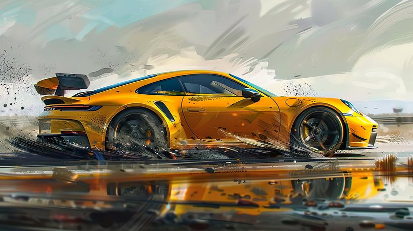 Gelber Porsche 911 GT3 von PixelPrestige