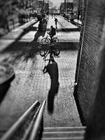 Radfahrer schwarz und weiß