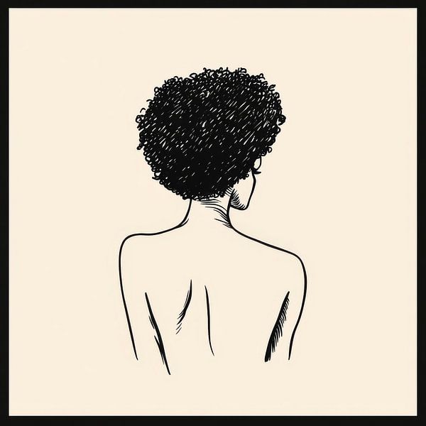 Rückenansicht mit lockigem Haar von Poster Art Shop