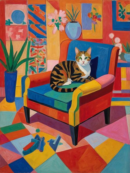 Cat On A Chair Style Henri Matisse by TOAN TRAN