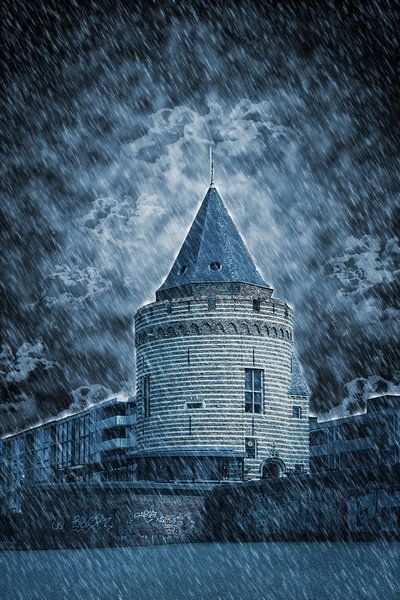 Der Gefängnisturm im Regen (Vlissingen) von Fotografie Jeronimo