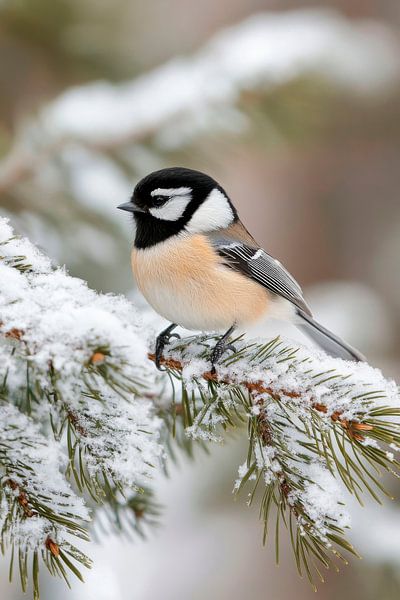 Mésange à tête noire en hiver par Poster Art Shop