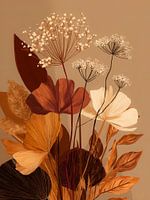 Botanische Boho-Kunst in Erdtönen - abstraktes Blumenbouquet