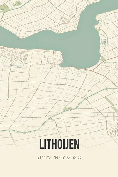 Vieille carte de Lithoijen (Brabant du Nord) par Affiches de lieux
