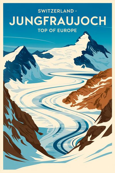 Jungfraujoch, Switzerland Vintage Travel Poster by Poster Art Shop