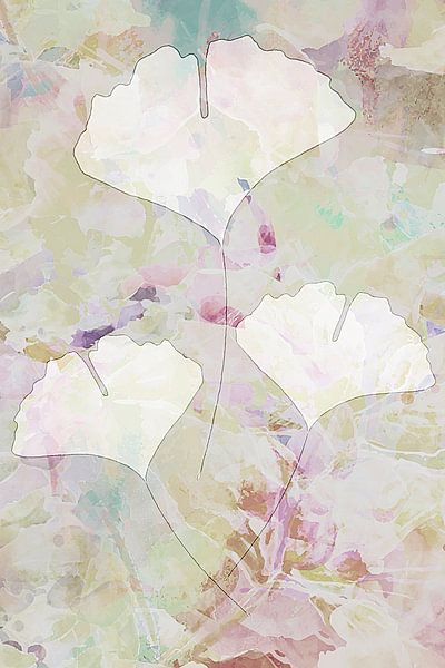 Feuille de Ginkgo Biloba teintes pastel romantiques par Caroline Drijber