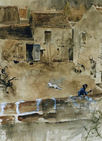 Bruno Andreas Liljefors,Ein Hof in Grez Sur Loing, 1887 von finemasterpiece