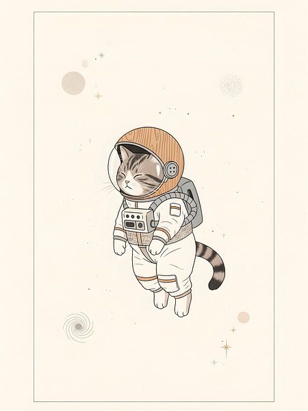 Cartoon Cat Astronaut With Dreaming Expression by HASANUL FAUZIE