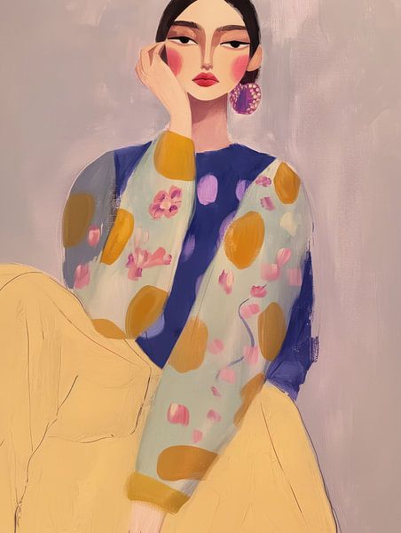 Buntes modernes und abstraktes Porträt von Carla Van Iersel