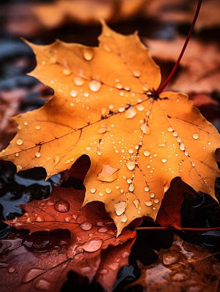 Feuille d'automne sous la pluie V3 par drdigitaldesign