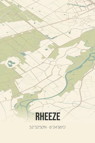 Carte ancienne de Rheeze (Overijssel) par Affiches de lieux