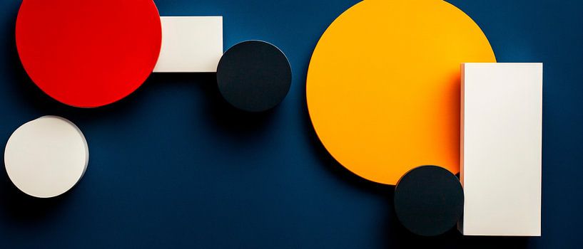 Geometrische Formen auf blauem Hintergrund von Poster Art Shop