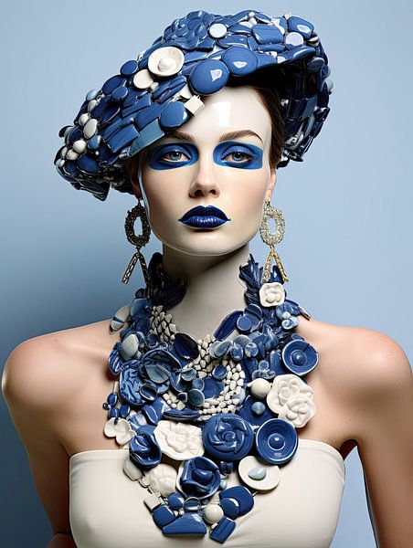 Lady in delft blue by Bert Nijholt