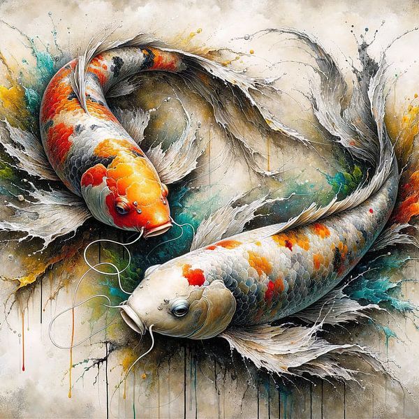 Watercolor Koi Fishses by Chromatic Fusion Studio