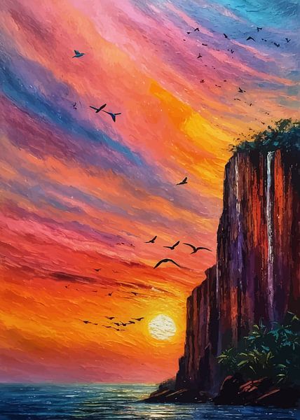 Wasserfall bei Sonnenuntergang am Meer von MIROKKU