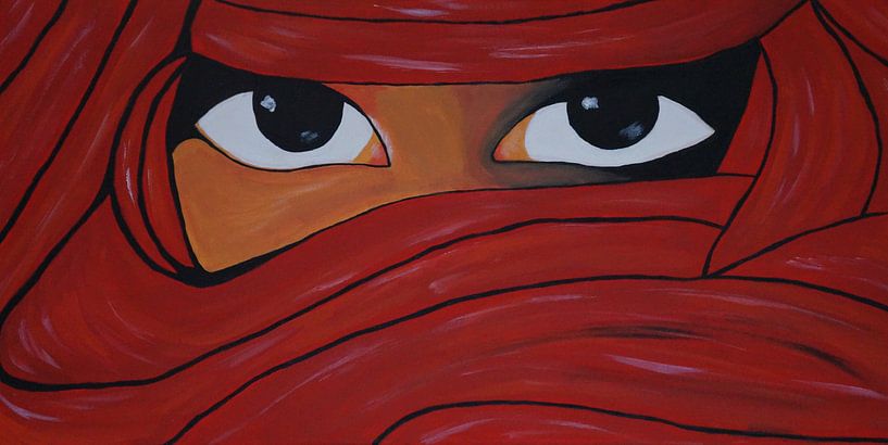 verschleierte Frau in rot by Babetts Bildergalerie