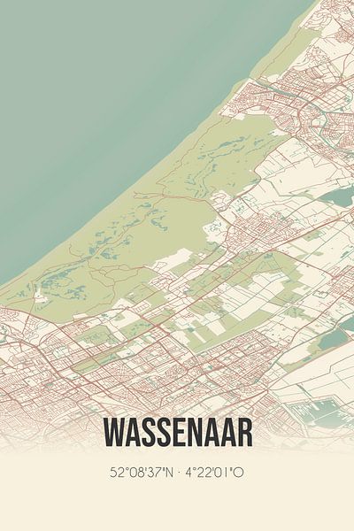 Vieille carte de Wassenaar (Hollande méridionale) par Affiches de lieux