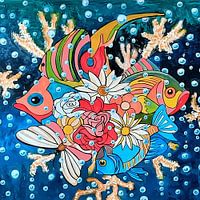 Natur unter Wasser. Fantasie mit Blasen.