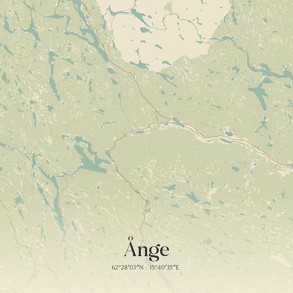 Alte Karte von Ånge, Schweden. von Ortsdrucke