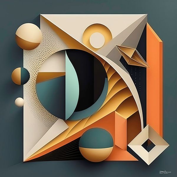abstrakte geometrische Retro-Kunst von Gelissen Artworks