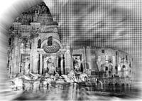 Digital Art - Trevi-Brunnen, Kolosseum und Spanische Treppe, Rom