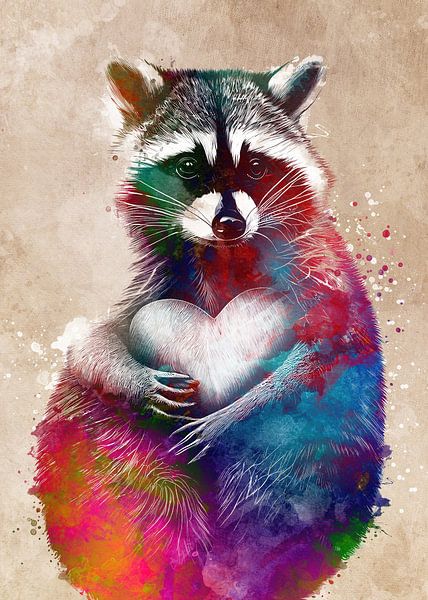 Waschbär Herz von JBJart Justyna Jaszke