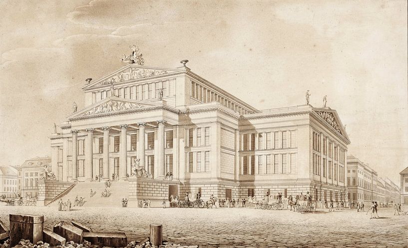 Karl Friedrich Schinkel, Berlin. Théâtre sur le Gendarmenmarkt. Perspective - 1819 par Atelier Liesjes