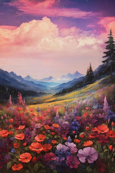 Tanz der Mohnblumen in der Dämmerung von Arjen Roos