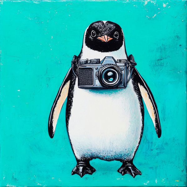 Pinguin mit Kamera Illustration von Poster Art Shop