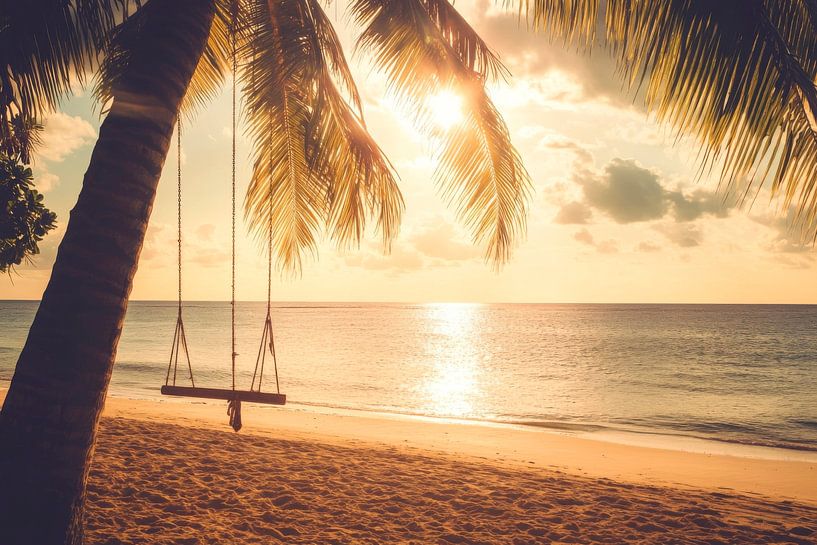 Balançoire sur la plage par Poster Art Shop