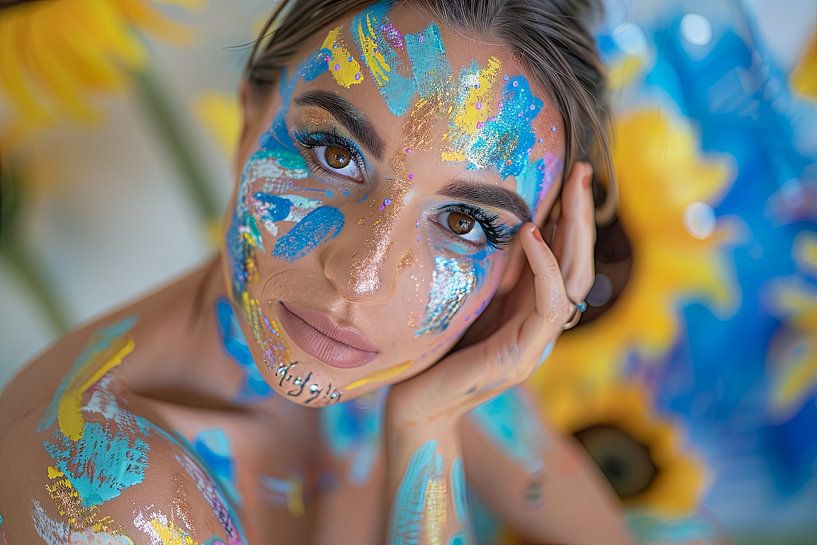 Frauenporträt mit Blumen von Egon Zitter