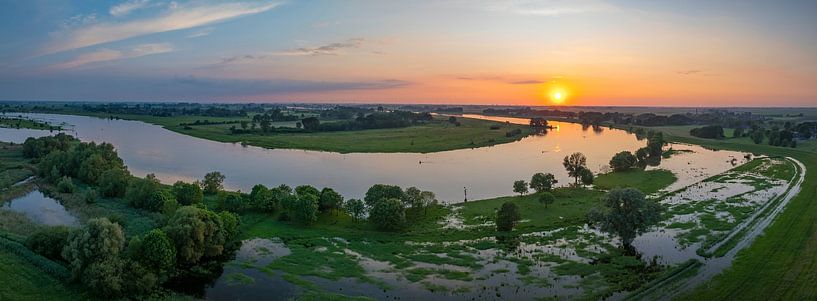 IJssel panoramic landscape during sunset by Sjoerd van der Wal Photography