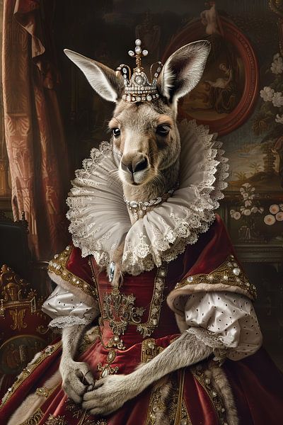 Kangourou en portrait animalier de style baroque par Poster Art Shop