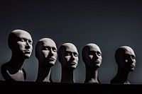 Fünf Köpfe in einer Reihe