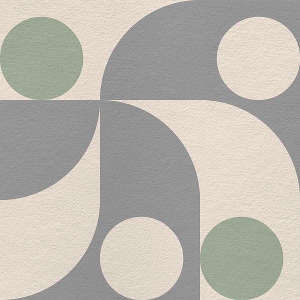 Bauhaus- und 70er-Jahre-Retro-Geometrie in Grau und Grün von Dina Dankers