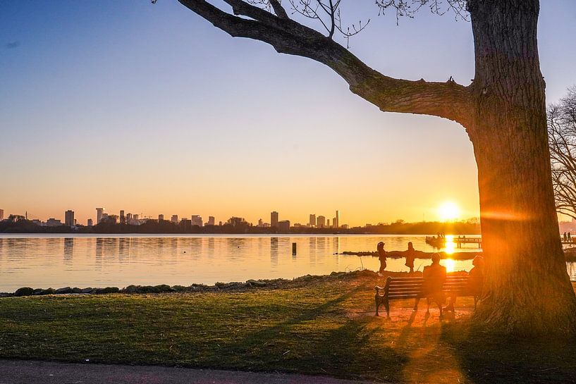 sunset over lake silhouette by Alain Ulmer