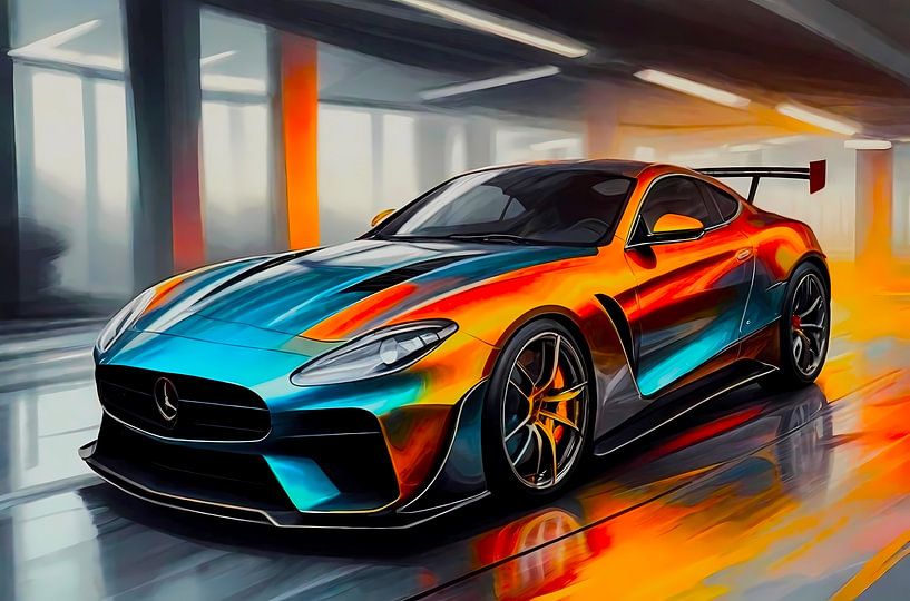 Mercedes super sports car drives onto car park deck by A.D. Digital ART