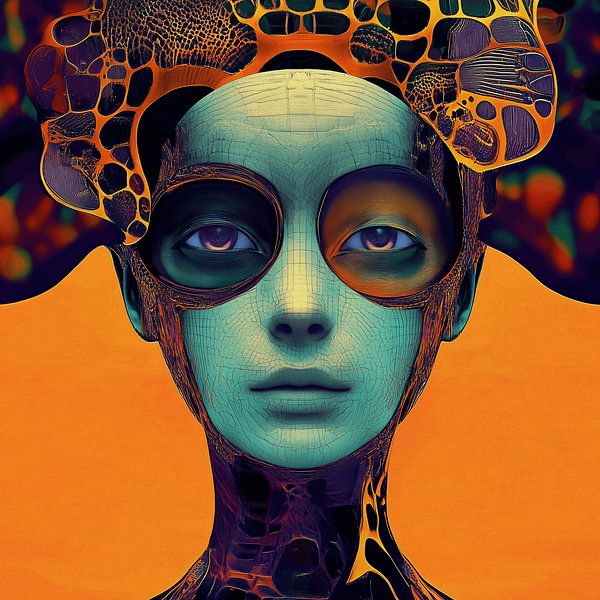 Female portrait with headdress by Ton Kuijpers