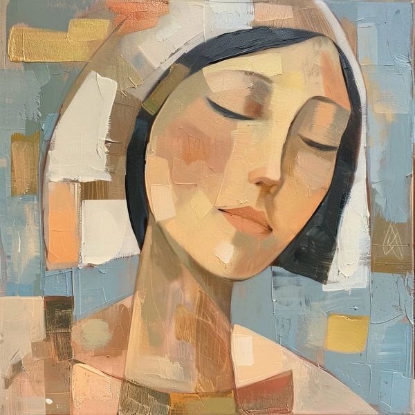 Portrait de femme aux couleurs pastel par Poster Art Shop