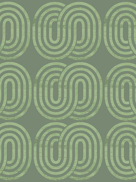 Retro Vintage Geometrie auf Grün von Mad Dog Art