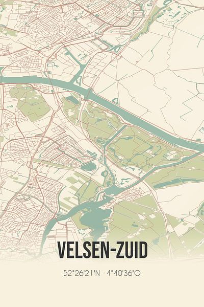 Vieille carte de Velsen-Zuid (Hollande du Nord) par Affiches de lieux