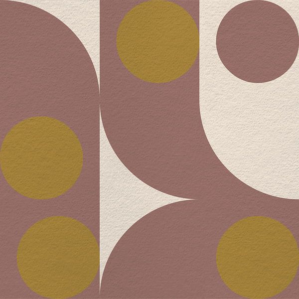 Géométrie inspirée du Bauhaus et du rétro des années 70 en brun, jaune et blanc. par Dina Dankers