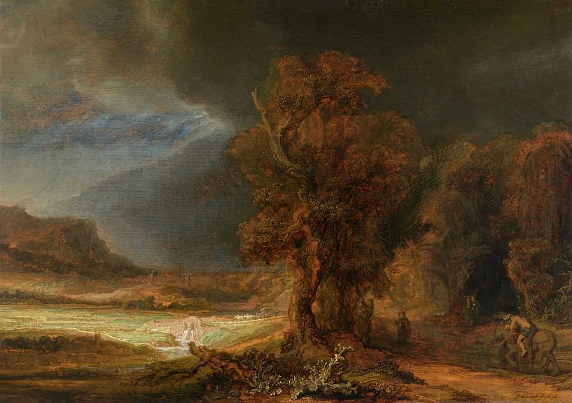 Landschaft mit dem barmherzigen Samariter, Rembrandt von Rembrandt van Rijn