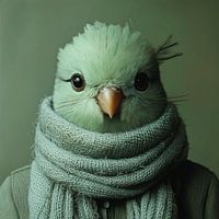 Kanarienvogel für den Winter gekleidet