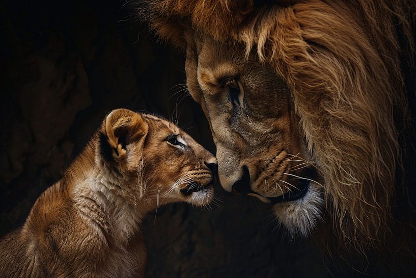 Majestic lion with its cub by Art & Soul Creations