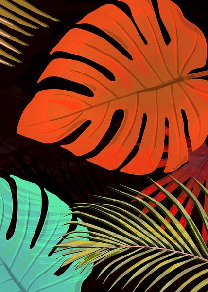 TROPICAL LEAVES &amp; BLACK no2e van Pia Schneider