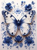 Delfts Blauwe Vlinder Tegel