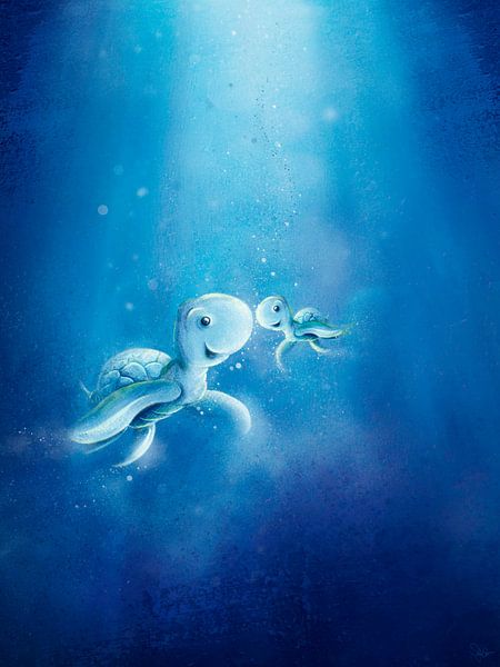 süße Schildkröte mit Baby von Stefan Lohr