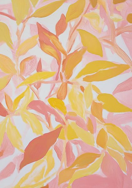 Blätter Pastell Rosa Gold Dopamin-Deko Botanik von Niklas Maximilian