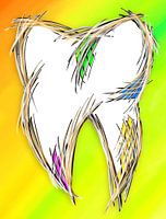 Zahn Gemälde. Fröhliche Dekoration Zahnarztpraxis für Kinder. Zahnarzt, Kinderzahnarzt.